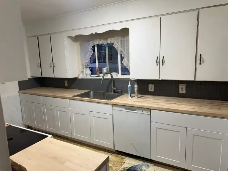 Kitchen Cabinet Installation and Butcher Block Countertop Project in Lakewood